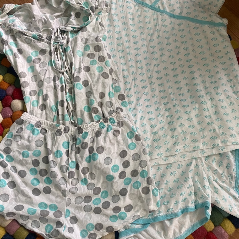 Garnet hill green cotton shortie pajamas